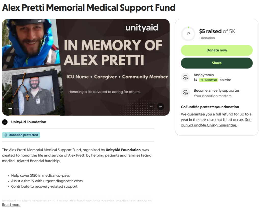 Alex Pretti Memorial Medical Support Fund Gofundme